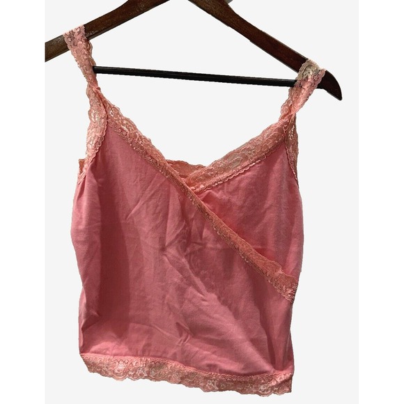 Jones New York Tops - VTG Jones New York 90s Y2K Babydoll Lace Trim Cami Top Small Pink Fairy Coquette